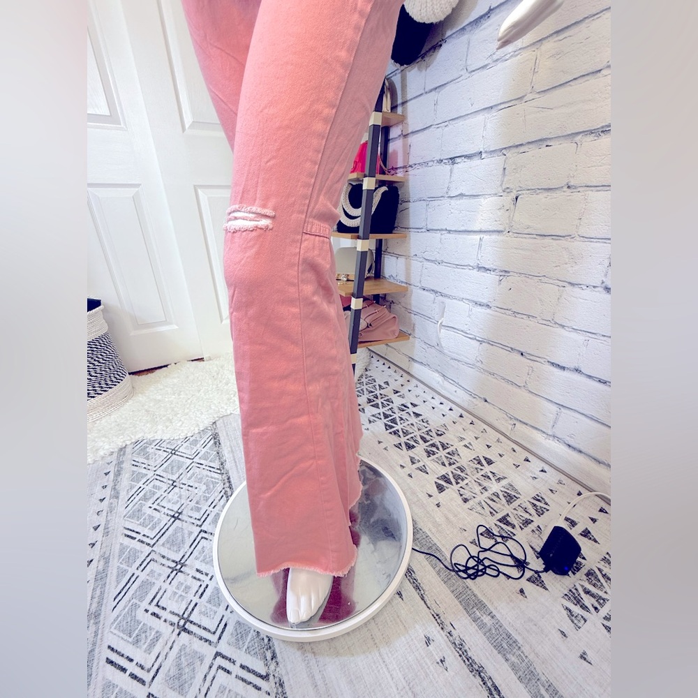 Flared Ripped Jeans Flared/Bell Bottom/Mid Rise/Destroyed Hem Pants - Picture 8 of 14